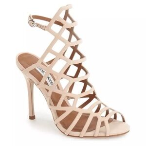 New Steve Madden Slithur Blush Caged Women's Heeled Sandals Size 9.5